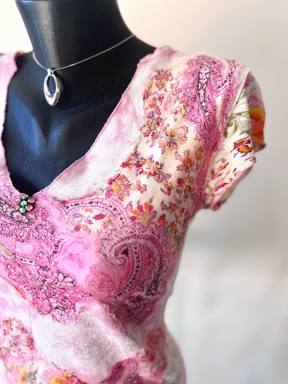 RARE Vintage 2003 Derhy | Pink Paisley Embellished Top